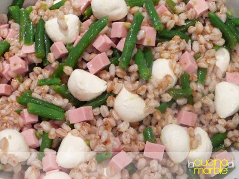 farro mozzarella cotto fagiolini