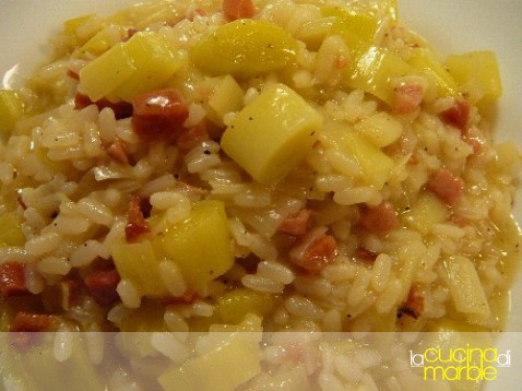 risotto porri e speck alla birra